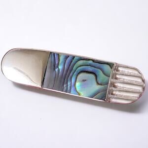 Vintage Sterling Silver Abalone Brooch, Art Deco Design